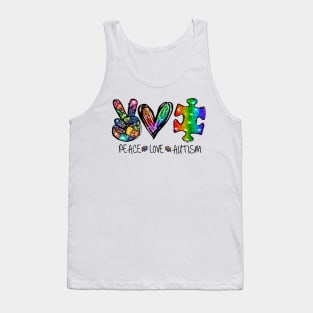 Peace Love Autism Awareness Tank Top